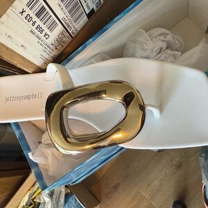 Jeffrey Campbell White Sandals with silver Accent